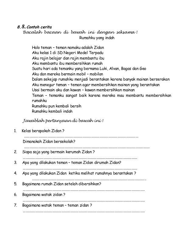 Soal Bacaan Bahasa Indonesia Kelas 4 Sd